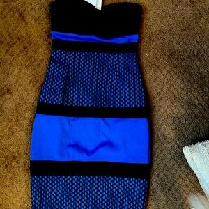 Cute blue and black strapless dress